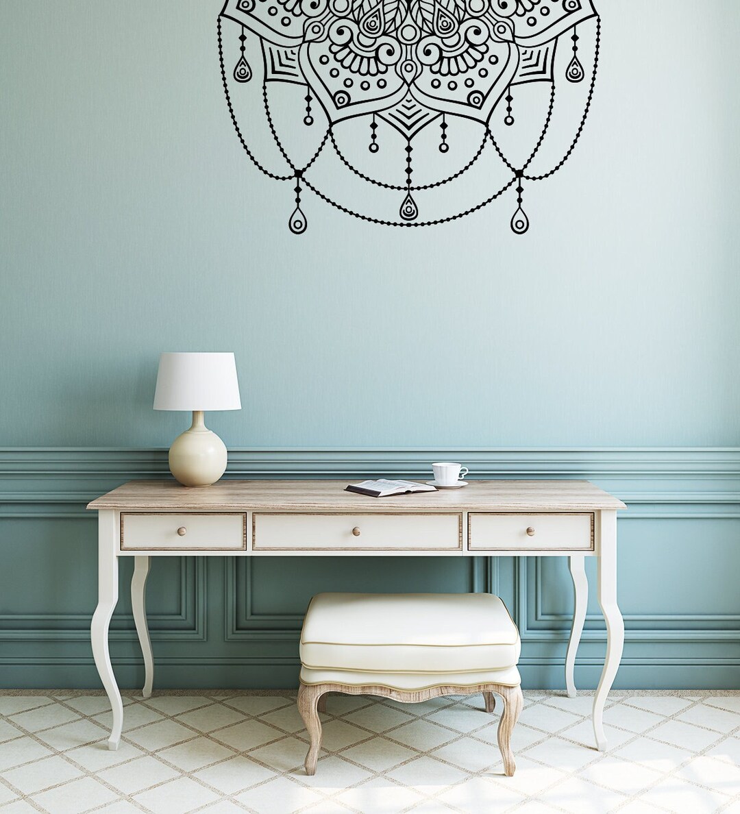 Mandala Decal Half Mandala Wall Decals Boho Decor Etsy