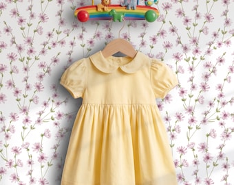 French country floral girl nursery DIY wallpaper, eco-friendly peel and stick self adhesive accent wall paper decor, playroom covering