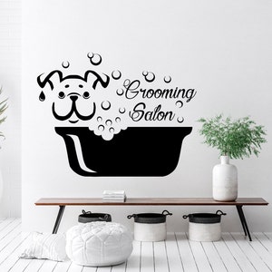 Groomin Salon Art Stickers Wall decals,  Dog Decal Wall Animal Decor, Grooming Salon Vinyl Decal, Pet Bathroom Bathe Decals, Pet Shop Decal