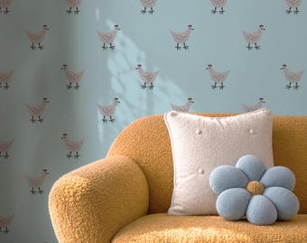 Farmhouse removable DIY nursery chicken wallpaper, farm animals peel and stick playroom toddler wall accent self adhesive decor paper