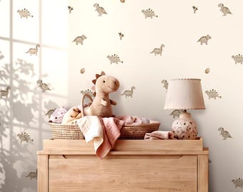 Peel and stick dinosaur nursery wallpaper, eco-friendly DIY self adhesive room toddler accent wall paper decor, playroom covering