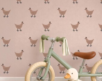 Nursery farmhouse ecological DIY chicken wallpaper, farm animals peel and stick playroom toddler wall accent self adhesive decor paper