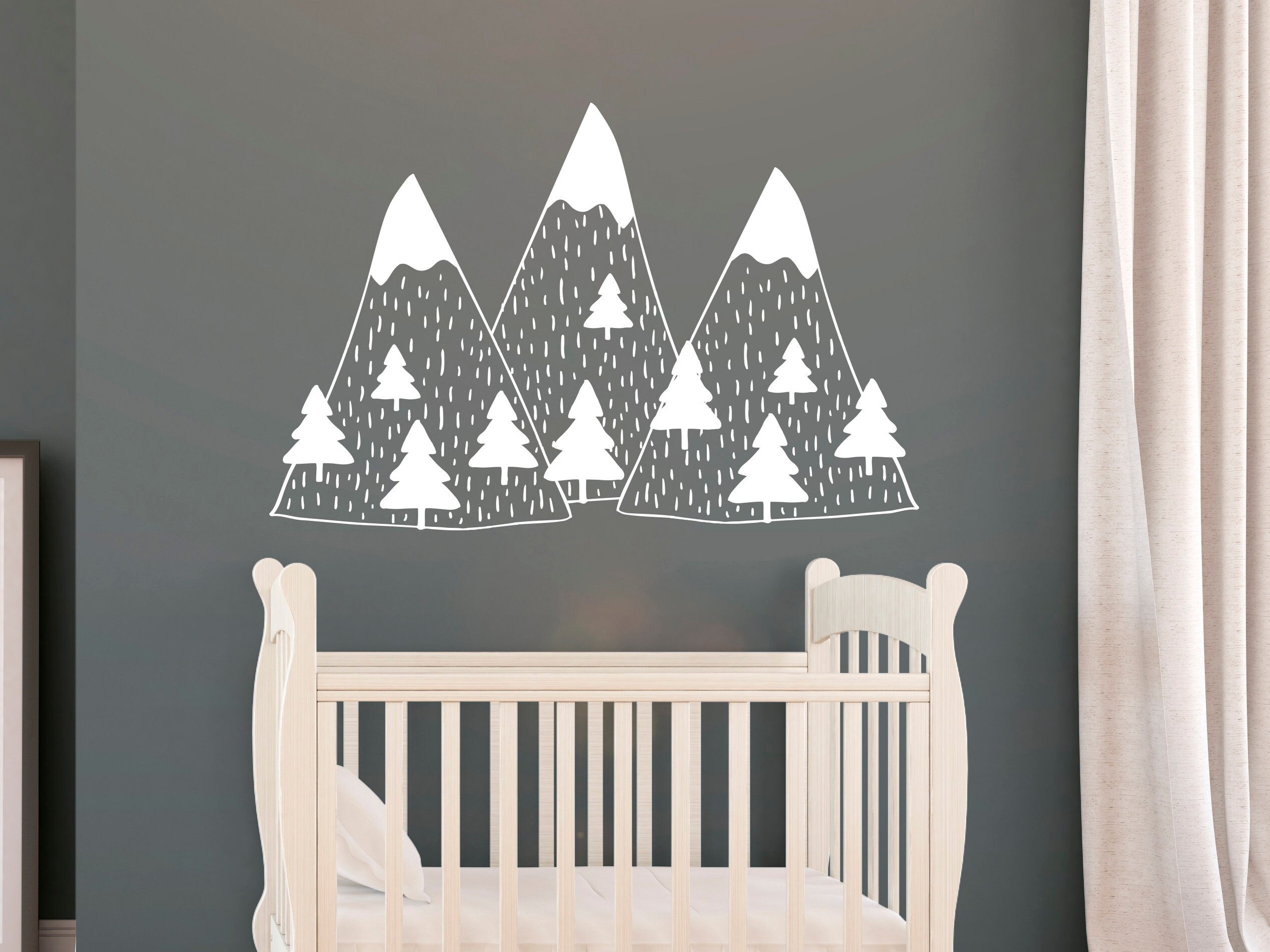 Mountain Wall Decal for Kids Room Forest Mountain Art Decor - Etsy