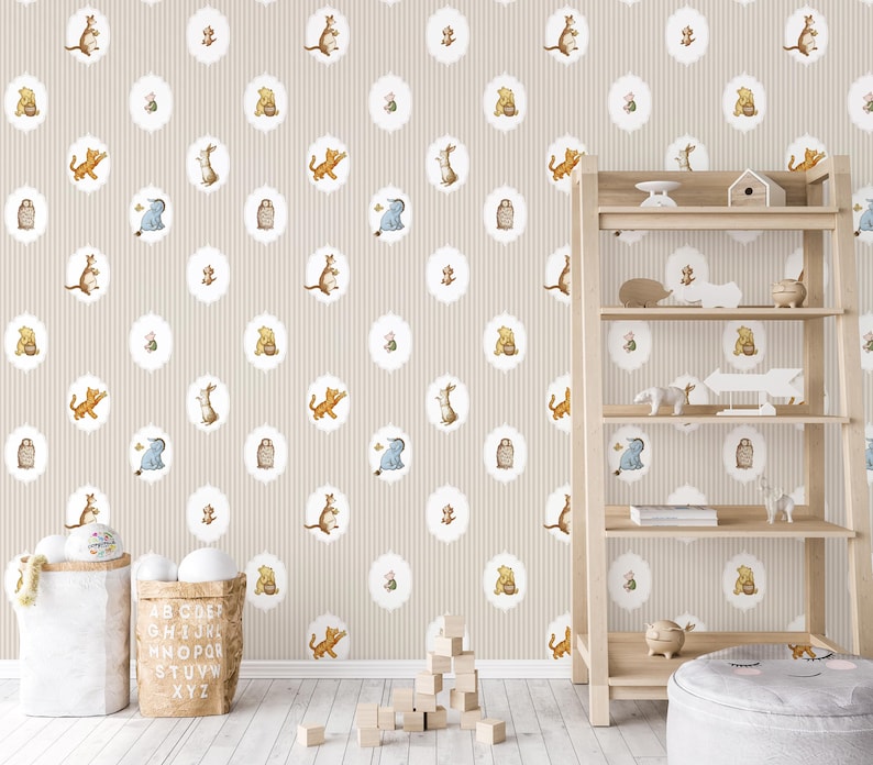 Removable Winnie the Pooh Boy Nursery Wallpaper, DIY Peel and Stick ...