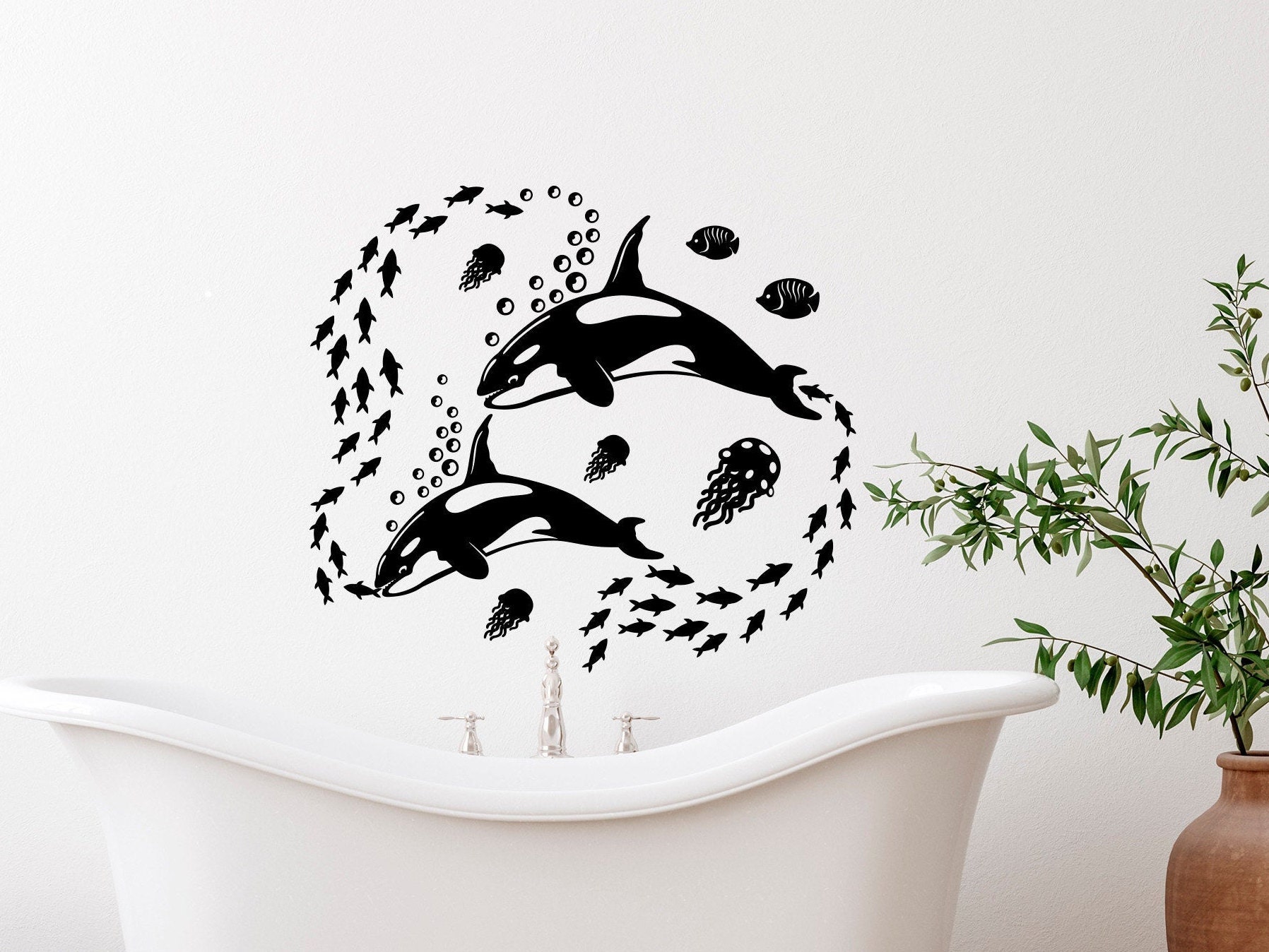 Home Décor Wall Décor Sea Life Vinyl Sticker Whale Wall Decals Fish ...
