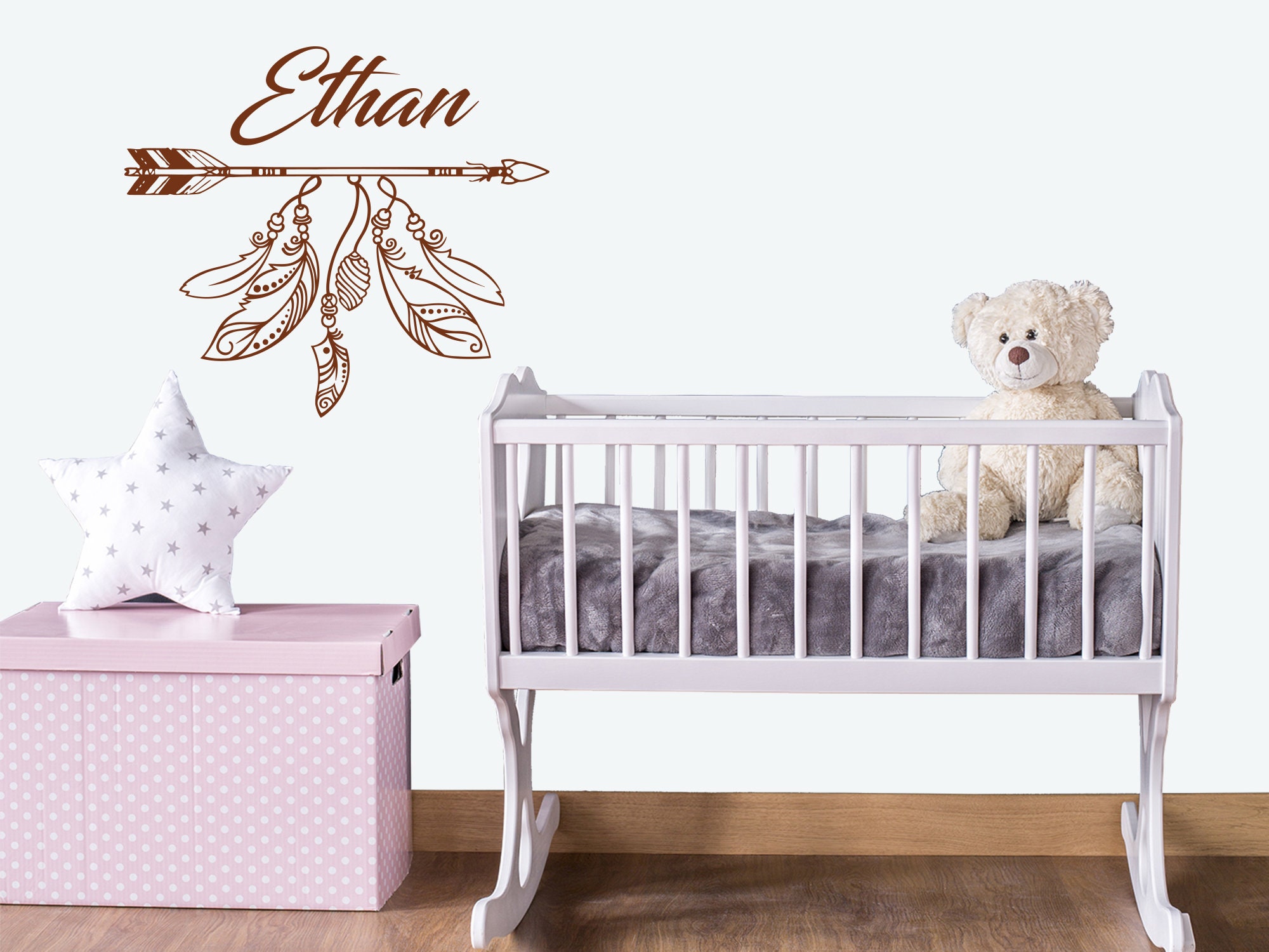 Personalized Name Wall Decal - Arrow Vinyl Stickers - Rustic Nursery ...