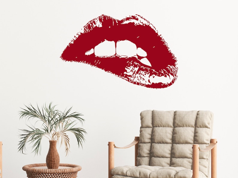 Red Lips Wall Decals Lips Decal Wall Art Mural Make up Etsy