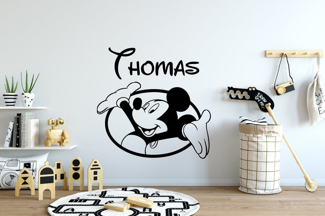 Personalized Boy Name Wall Vinyl Sticker Boys Room Decor Mickey Name