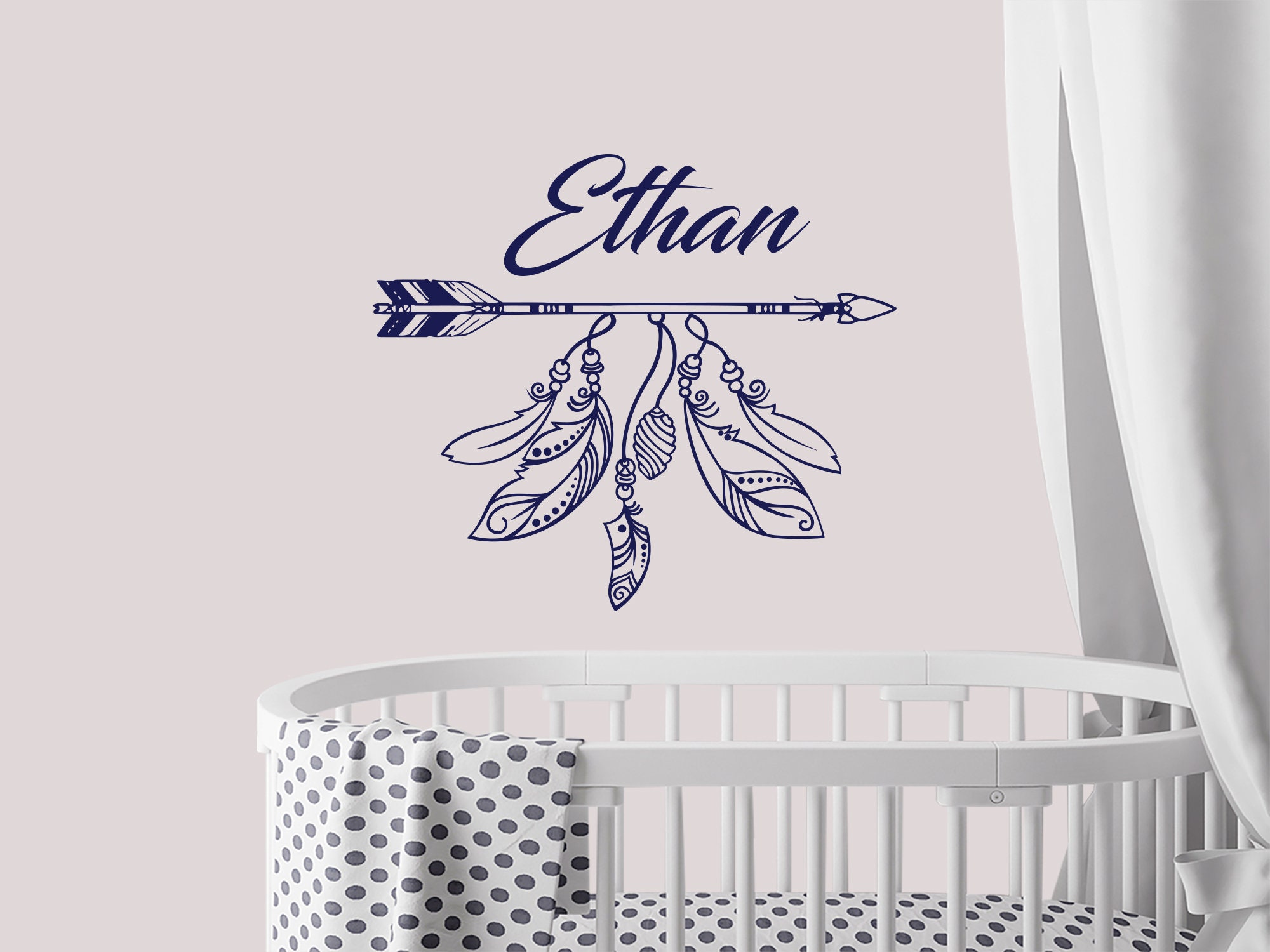 Personalized Name Wall Decal - Arrow Vinyl Stickers - Rustic Nursery ...