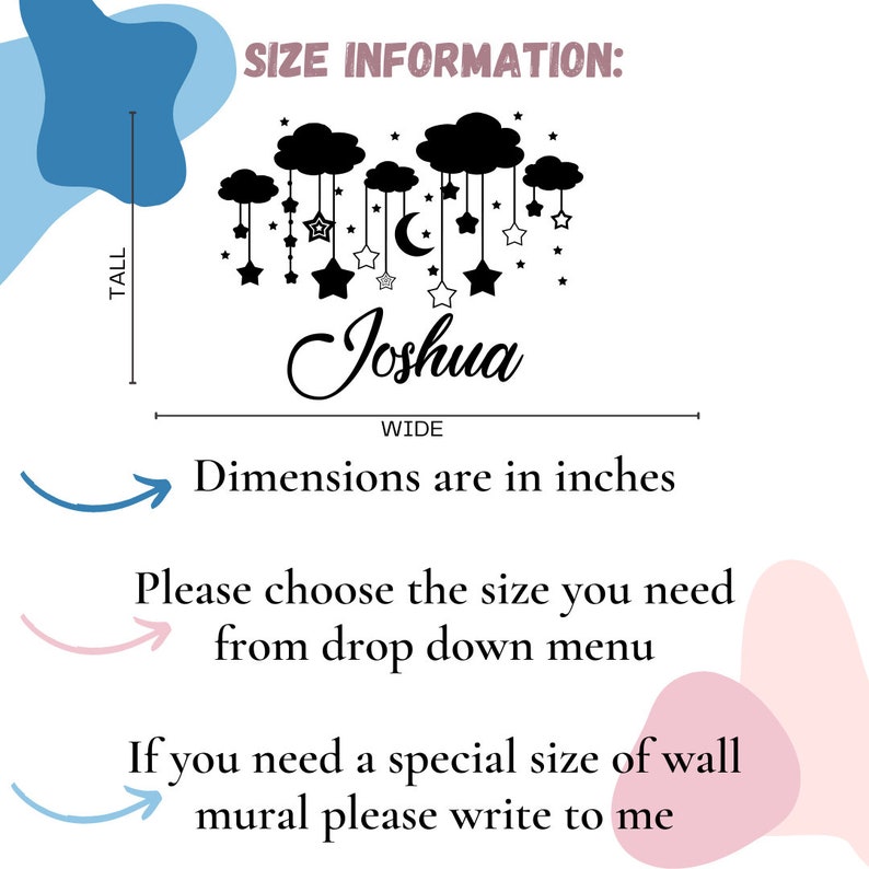 Personalized Name Wall Decal - Boy Clouds Nursery Decals - Vinyl ...