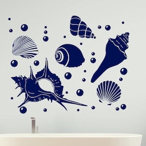Maritime Aufkleber, Muscheln Wandaufkleber, Ozean Muscheln Aufkleber, Meer Wandaufkleber, Badezimmer Wand Vinyl Aufkleber, Einweihungsparty Geschenkidee