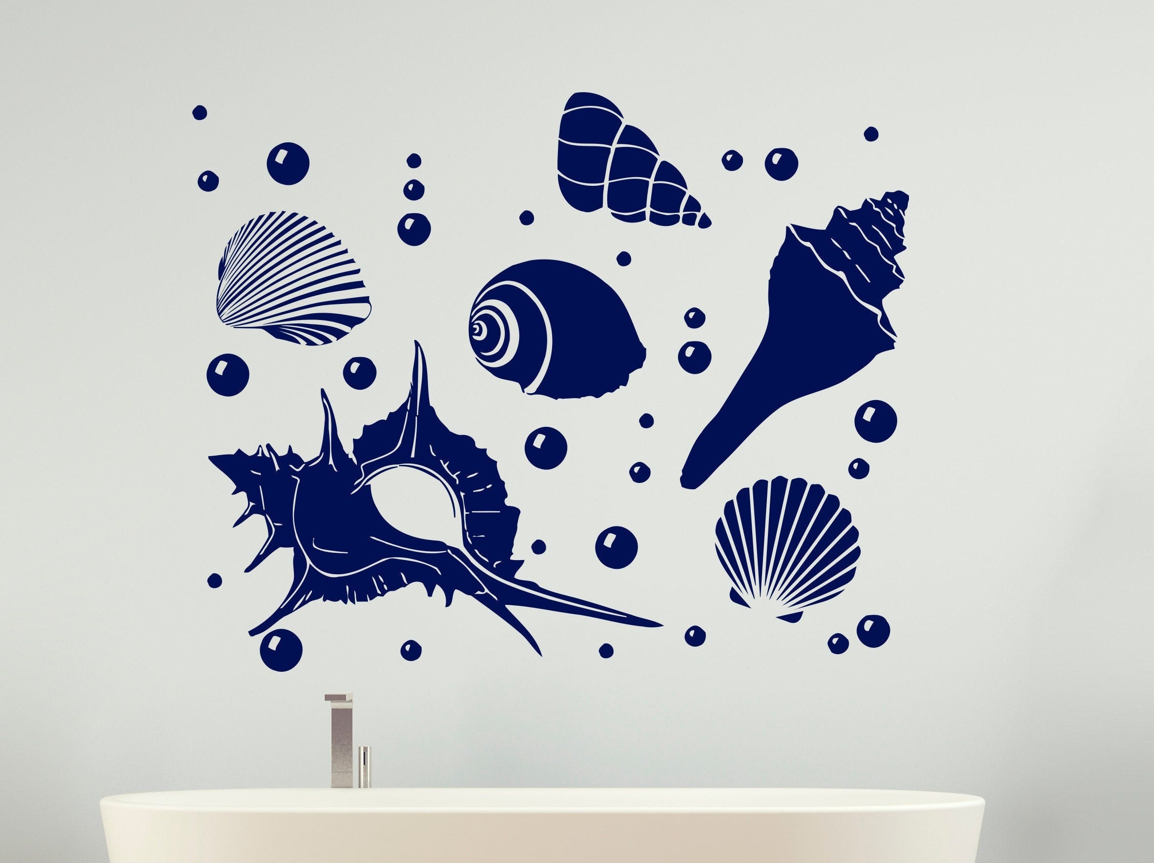 Seashells Wall Decals Sea Life Vinyl Sticker Shells Etsy
