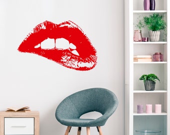 Red Lips Wall Decals - Lips Decal - Vinyl Wall Art - Make Up Fashion Cosmetics - Vinyl Stickers - Wall Decal Girl Room - Sexy Lips SM99