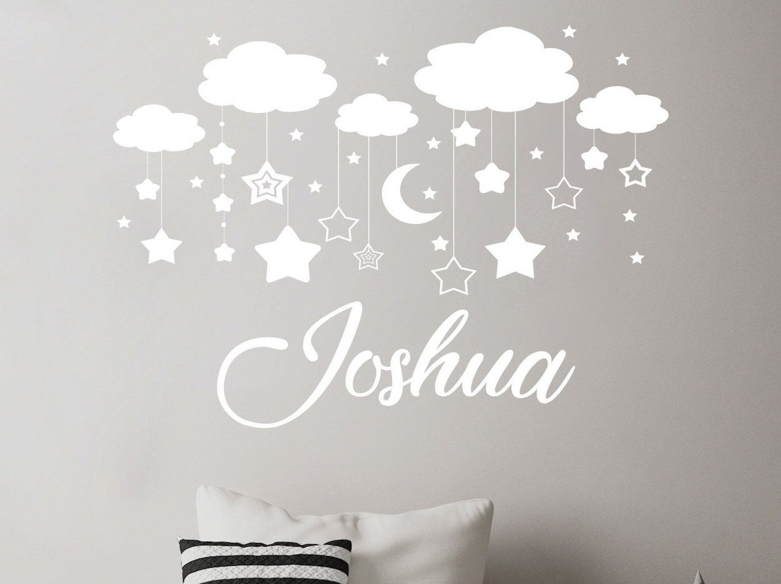 Personalized Name Wall Decal - Boy Clouds Nursery Decals - Vinyl ...