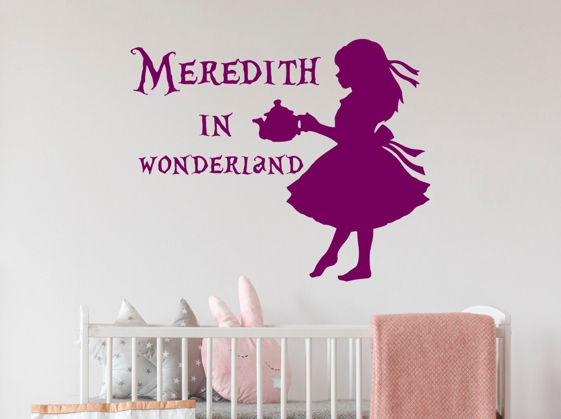 Alice In Wonderland Custom Name Wall Decals Vinyl Stickers Etsy