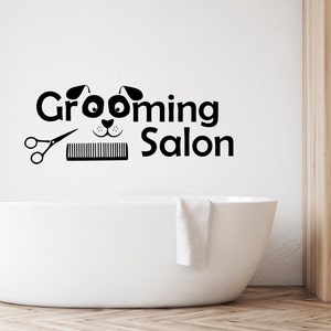 Grooming Salon Wall Decals, Wall Stickers, Dog Wall decal, Animal Sticker Vinyl, Grooming Salon Decor - Comb - Scissors - Pet Wall Decals