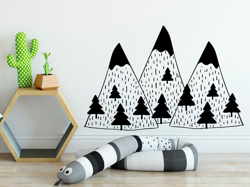 Mountain Wall Decal for Kids Room Forest Mountain Art Decor - Etsy