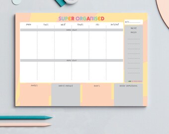 Super Organised Weekly Desk Planner | A4, 52 Pages, UK Made Notepad