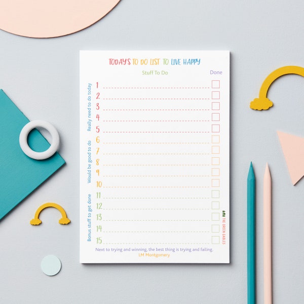 Today's To Do List Note Pad – To Do List Notepad – Things To Do – List Pad - Organiser – Planner pad – Eco Friendly Stationery