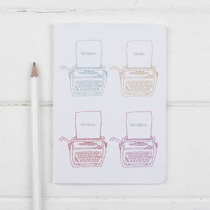 Vintage Typewriter Notebook – Hand-Drawn Stationery, Eco-Friendly A6 Journal