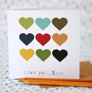 Love You Hearts Card with Personalised Option