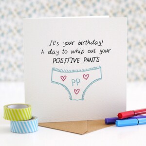 Compleanno divertente carta – positivi pantaloni – tanga – Birthday Card-Yfronts scheda