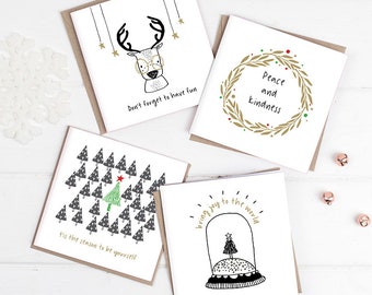 Happy Scandi Christmas Cards Pack Of Eight - Chic Christmas - Scandi Style - Christmas card set