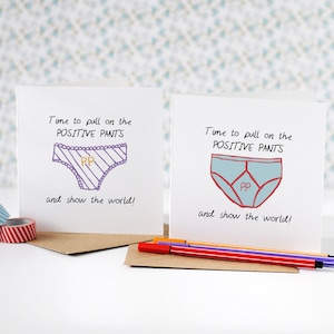 Bonne chance carte – pantalon Positive – nouvelle Job carte – examens – laissant carte – Driving Test carte – inspirant – positivité – Yfronts