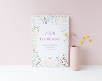 2024 Botanical Wall Calendar A4 - A4 Calendar - 2024 Family Planner - Botanical Calendar - Wall Calendar