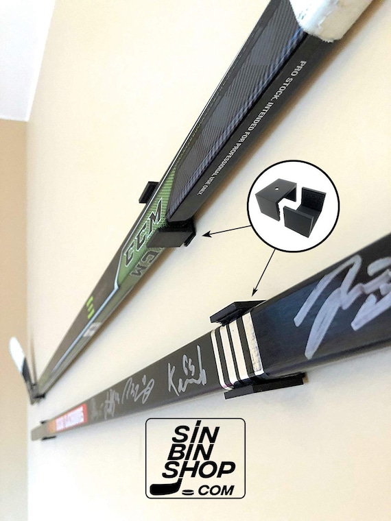 Hockey Stick Wall Mount Display – Aluminum Holder Brackets for Full-Size Sticks | Man Cave Hockey Decor