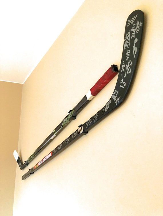 2Pieces Hockey Stick Display Wall Mount - Horizontal Wood Hanger Rack - Bracket