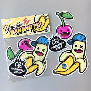 Banana Stickerpack vinylsticker sticker decal aufkleber graffiti streetart skate Motiv // Cinderella Bones Stickerpack Banana !!