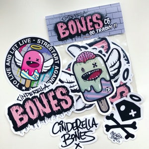 Stickerpack vinylsticker sticker decal aufkleber graffiti streetart Skateboard // Cinderella Bones Stickerpack So Trashy Pack!!