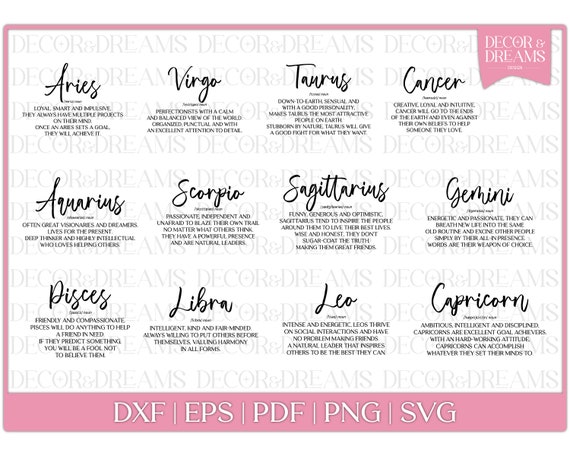 Zodiac Definition Svg Bundle Zodiac Sign Svg Bundle Star - Etsy