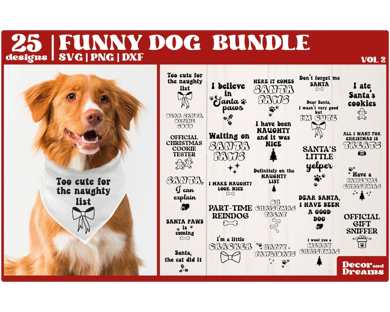 Dog Christmas Bandana SVG Bundle Funny Dog Bandana SVG Etsy Canada