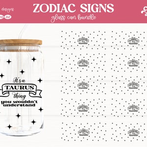 Emballage de canettes en verre Zodiac | signes du zodiaque emballage en verre | Emballage en verre SVG | Emballage pour boîte de conserve en verre de 16 oz | -- Téléchargement numérique --