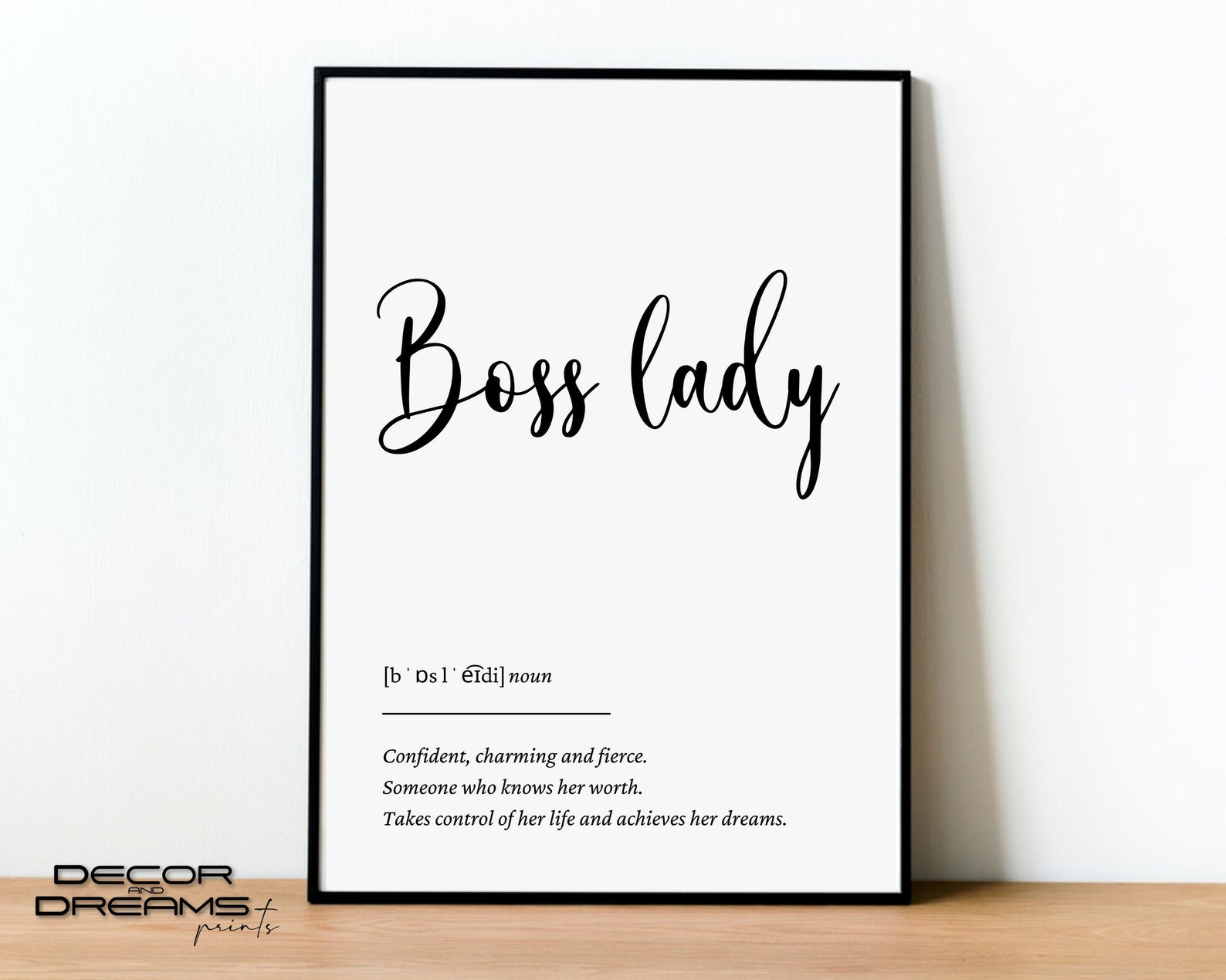 Boss Lady Definition Print Printable Office Decor Boss Lady Etsy