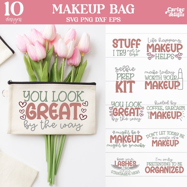 Funny Makeup Bag SVG Bundle, Makeup bag svg, makeup bag sublimation designs, makeup lover svg, sarcatic bag svg, Cut File for Cricut