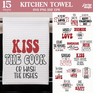 Küchentuch SVG Bundle, Valentinstag Küche SVG, Geschirrtuch Sublimation, Küchentuch Sublimation, Cut File für Cricut