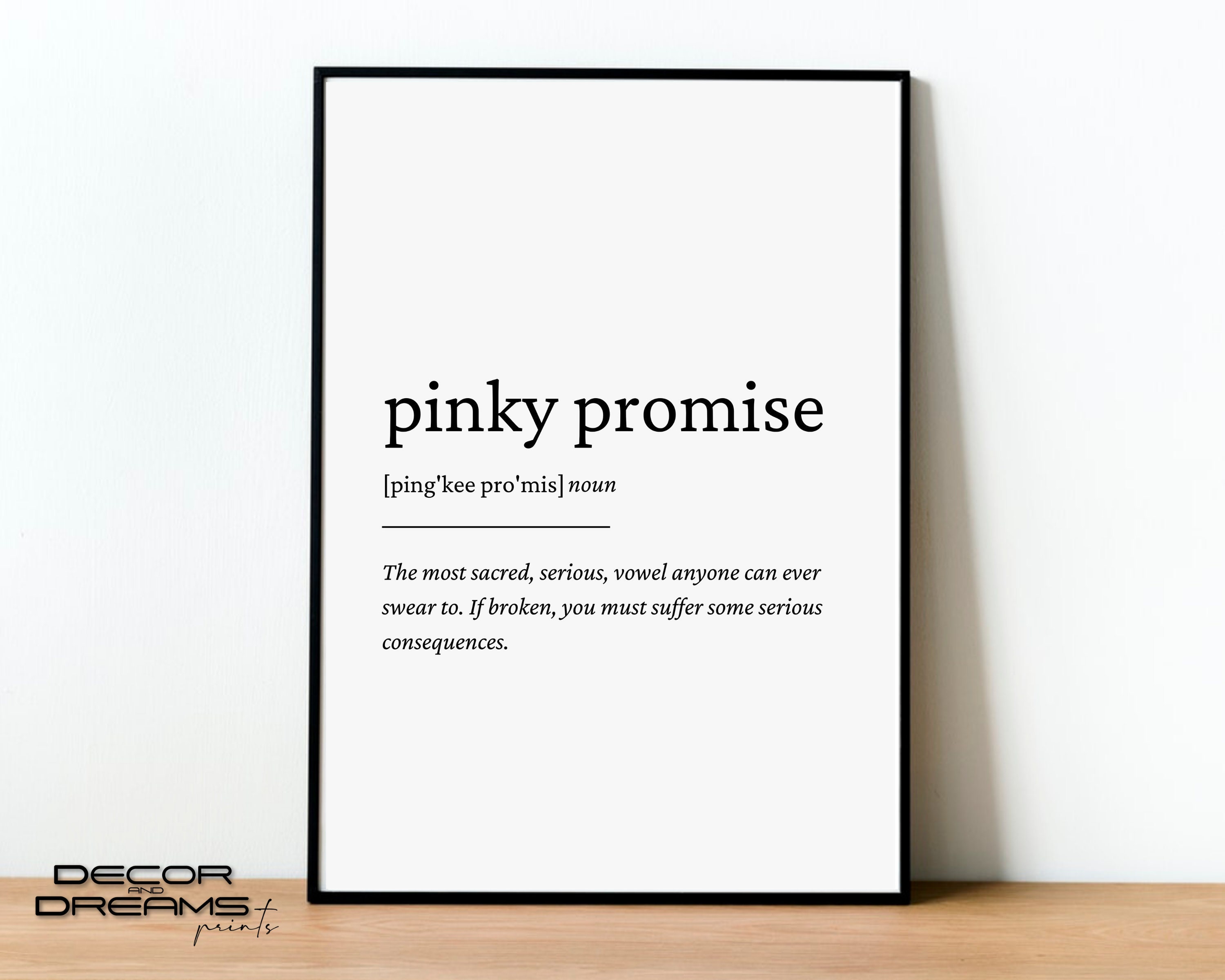 Pinky Promise Definition Print Pinky Promise Print Pinky Etsy
