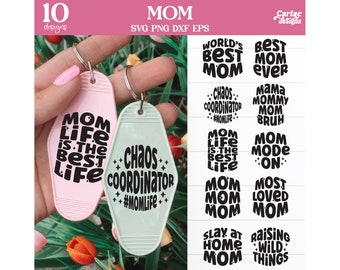 Mom Motel Keychain SVG Bundle, Mom Quotes Cut Files (Digital Download)