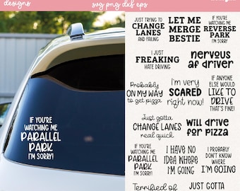 Funny Car Decals, Bumper Stickers SVG, Driving SVG, Cut File for Cricut