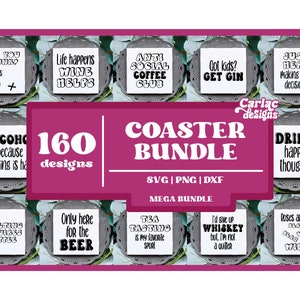 Funny Coaster SVG, Mega Coaster Bundle, Coaster Sublimation, coffee coaster svg, beer coaster svg, wine coaster svg, Cut File for Cricut