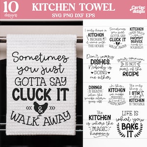 Lot de serviette de cuisine drôle SVG, SVG de cuisine drôle, sublimation de torchon drôle, sublimation de torchon de cuisine, fichier de coupe pour Cricut