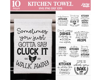 Funny Kitchen Towel SVG Bundle, Tea Towel Sublimation Designs