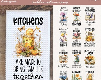 Vintage Kitchen Towel Sublimation Designs Bundle (PNG)