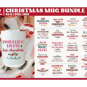 Lustige Weihnachtstasse SVG Bundle, heiße Schokoladentasse, Weihnachten SVG und Sublimationsdesigns, Schnittdatei für Cricut