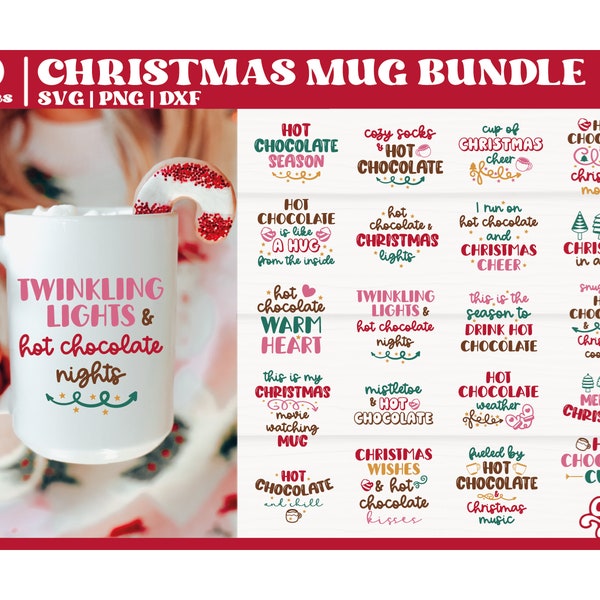 Funny Christmas Mug SVG Bundle, Hot Chocolate Mug, Christmas SVG and Sublimation Designs, Cut File for Cricut