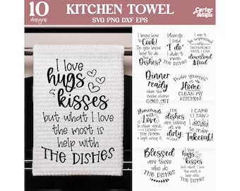 Funny Kitchen Towel SVG Bundle, Tea Towel Sublimation Designs (Digital Download)