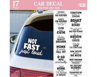 Funny Car Decals, Bumper Stickers SVG, Driving SVG, Cut File for Cricut